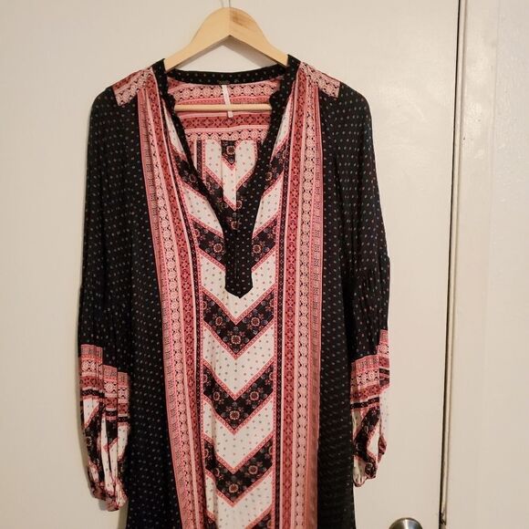 Free People Navy Boho Low-High Dress Size XS - Picture 4 of 9